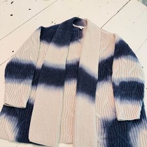J. Jill Navy and Cream Ombré Cozy Cardigan